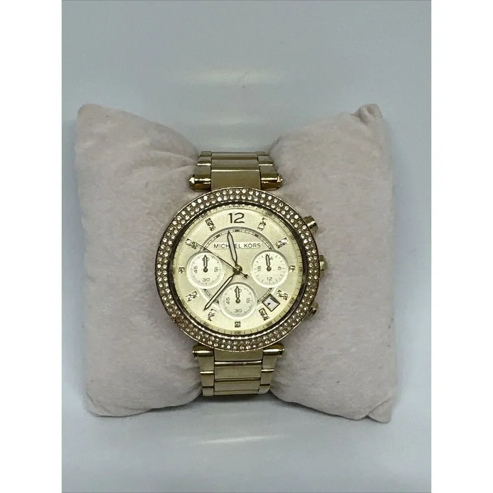 Michael Kors Parker MK5354 Women's Gold Stainless Steel Analog Dial Watch HME432